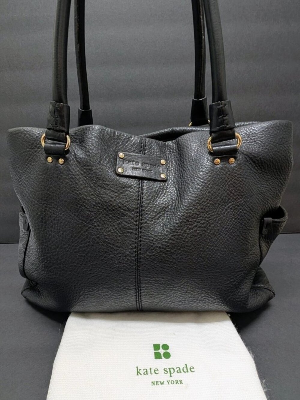 Kate Spade New York Black Leather Berkshire Bag Pebble Hobo Polka Dot Handbag